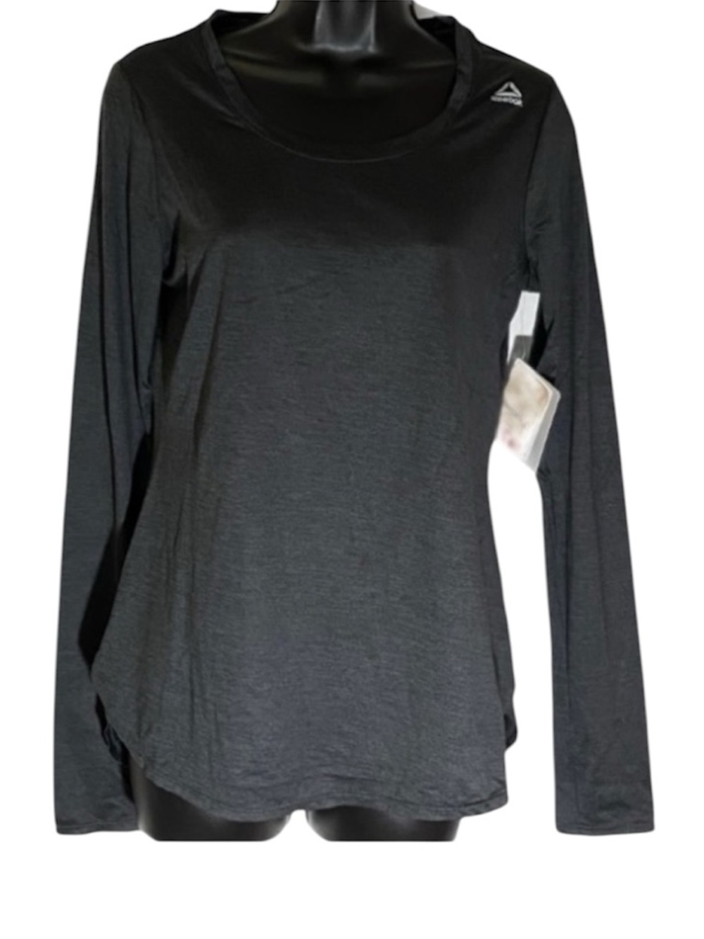 Reebok Running Shirt Long Sleeve Legend Workout Black Heather Women’s Size Small